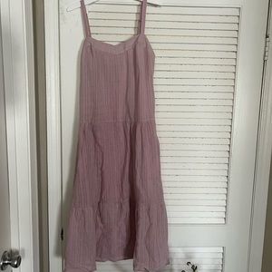 Knox rose, size small, lavender ruffle midi dress, adjustable straps
